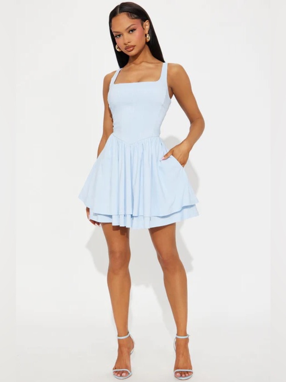 NWT Fashion Nova Bellamy Corset Mini Dress -  Light Blue - Size Small